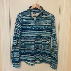 Nike Pro Blue Patterned Quarter-Zip Fleece Lined Pullover